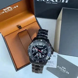 Coach Kent Chronograph Black Dial Black Steel Strap Watch for Men - 14602554