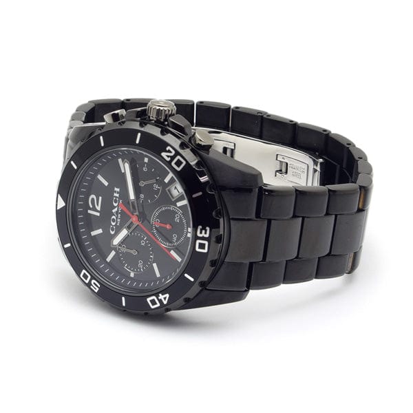 Coach Kent Chronograph Black Dial Black Steel Strap Watch for Men - 14602554