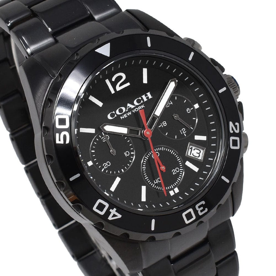 Coach Kent Chronograph Black Dial Black Steel Strap Watch for Men - 14602554