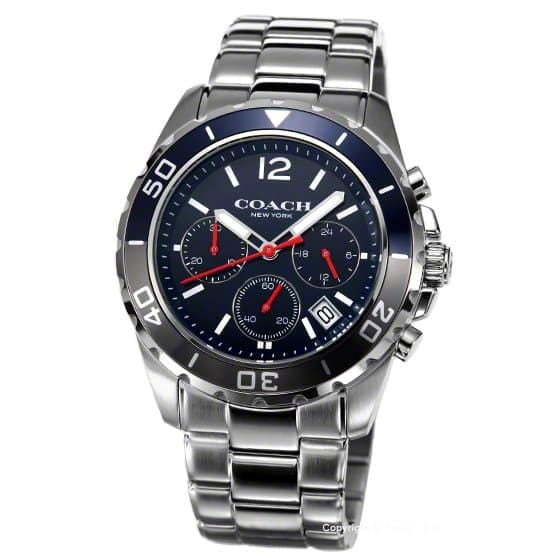 Coach Kent Chronograph Blue Dial Silver Steel Strap Watch for Men - 14602555