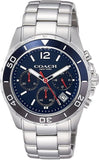 Coach Kent Chronograph Blue Dial Silver Steel Strap Watch for Men - 14602555