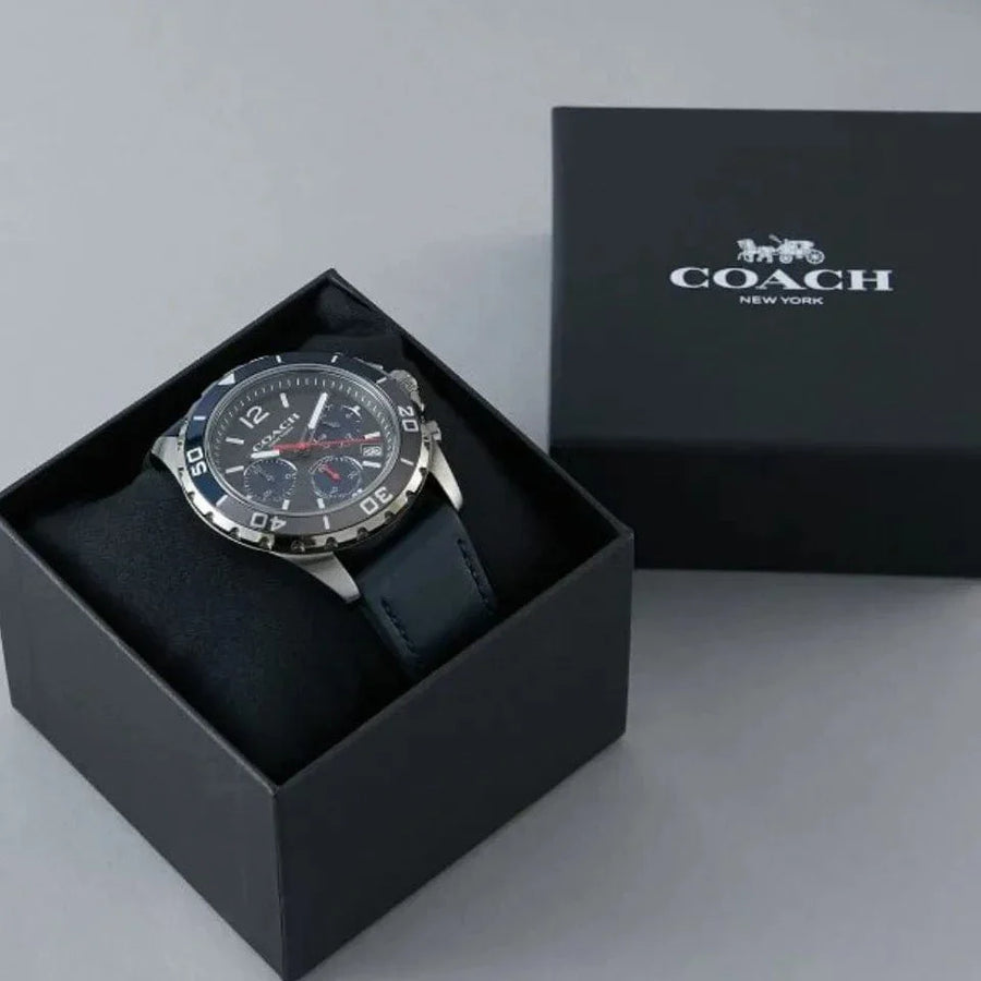 Coach Kent Grey Dial Blue Leather Strap Watch for Men - 14602558
