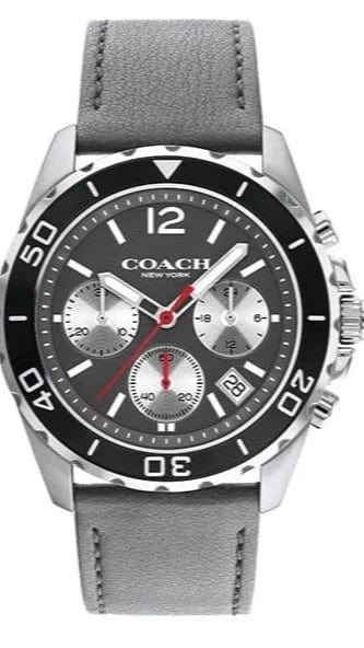 Coach Kent Grey Dial Grey Leather Strap Watch for Men - 14602561