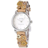 Coach Perry White Dial Brown Floral Leather Strap Watch for Women - 14502873