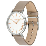 Coach Perry Silver Dial Light Brown Leather Strap Watch for Women - 14503119