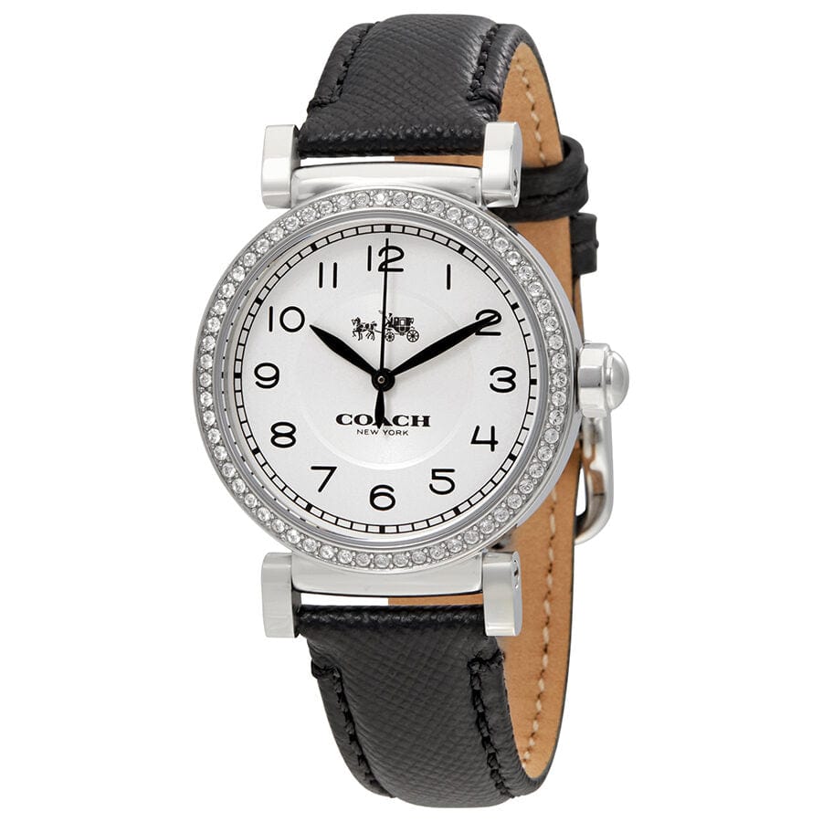 Coach Madison White Dial Black Leather Strap Watch for Women - 14502399