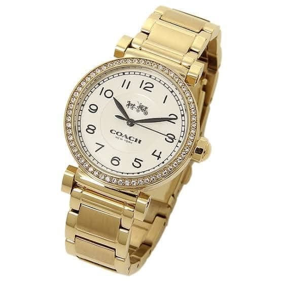 Coach Madison White Dial Gold Steel Strap Watch for Women - 14502397
