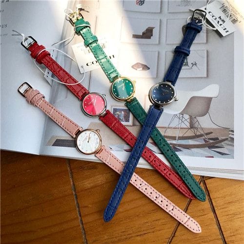 Coach Park Analog Green Dial Green Leather Strap Watch for Women - 14503534