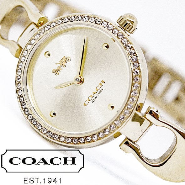 Coach Park Diamonds Gold Dial Gold Steel Strap Watch for Women - 14503171
