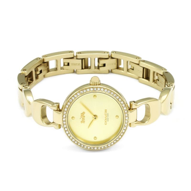 Coach Park Diamonds Gold Dial Gold Steel Strap Watch for Women - 14503171