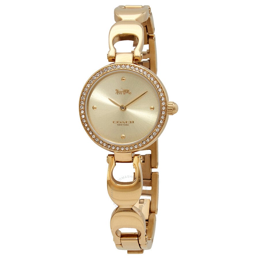 Coach Park Diamonds Gold Dial Gold Steel Strap Watch for Women - 14503171