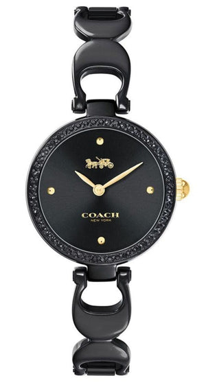 Coach Park Swarovski Crystals Black Dial Black Steel Strap Watch for Women - 14503564