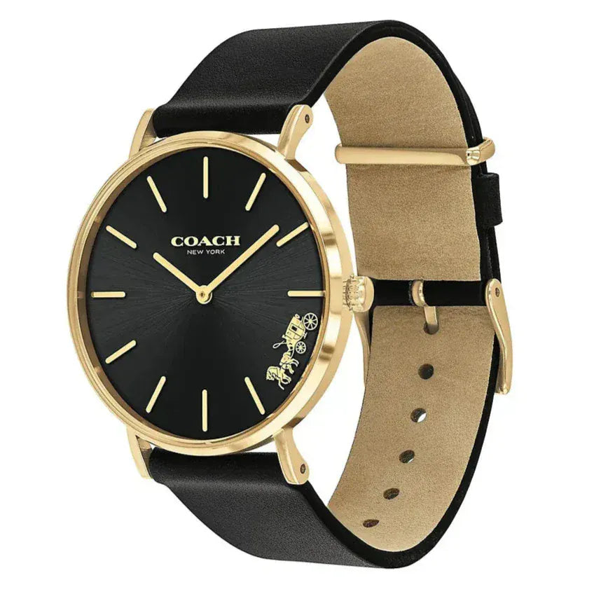 Coach Perry Black Dial Black Leather Strap Watch for Women - 14503333