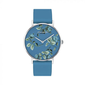 Coach Perry Floral Blue Dial Blue Leather Strap Watch for Women - 14503294