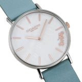 Coach Perry Mother of Pearl White Dial Blue Leather Strap Watch for Women - 14503271