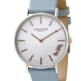 Coach Perry Mother of Pearl White Dial Blue Leather Strap Watch for Women - 14503271