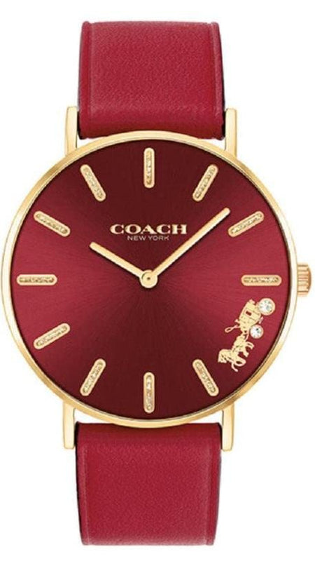 Coach Perry Red Dial Red Leather Strap Watch for Women - 14503852