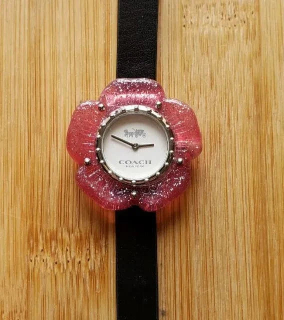 Coach Perry Silver Dial Black Leather Strap Watch for Women - 14503049