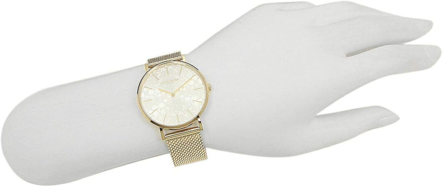 Coach Perry Silver Dial Gold Mesh Bracelet Watch for Women - 14503385