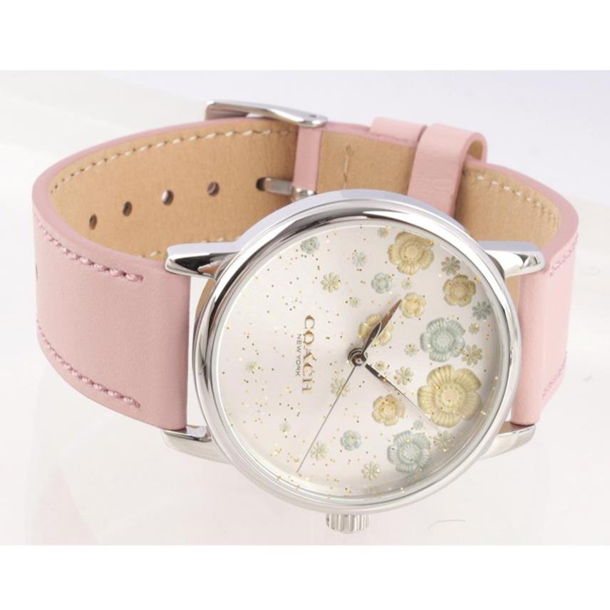 Coach Perry Silver Dial Pink Leather Strap Watch For Women - 14503325