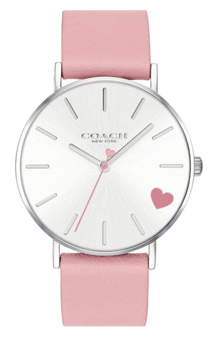 Coach Perry Silver Dial Pink Leather Strap Watch for Women - 14503516
