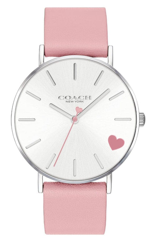 Coach Perry Silver Dial Pink Leather Strap Watch for Women - 14503516