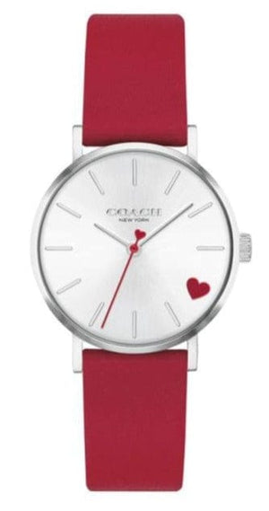 Coach Perry Silver Dial Red Leather Strap Watch for Women - 14503515
