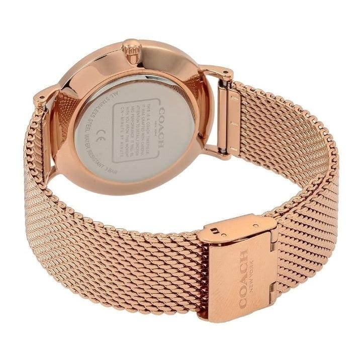 Coach Perry Silver Dial Rose Gold Mesh Bracelet Watch for Women - 14503386
