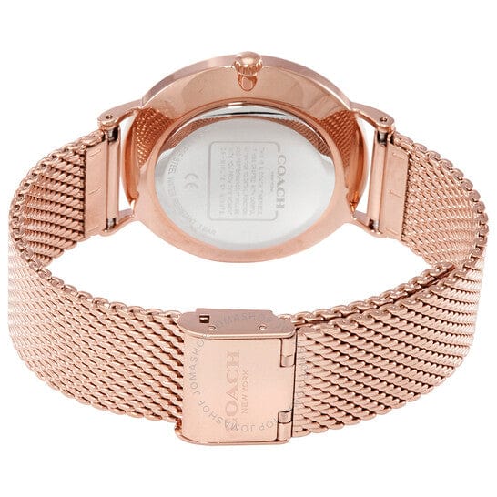 Coach Perry Silver Dial Rose Gold Mesh Bracelet Watch for Women - 14503386