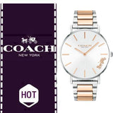 Coach Perry Silver Dial Two Tone Steel Strap Watch for Women - 14503346