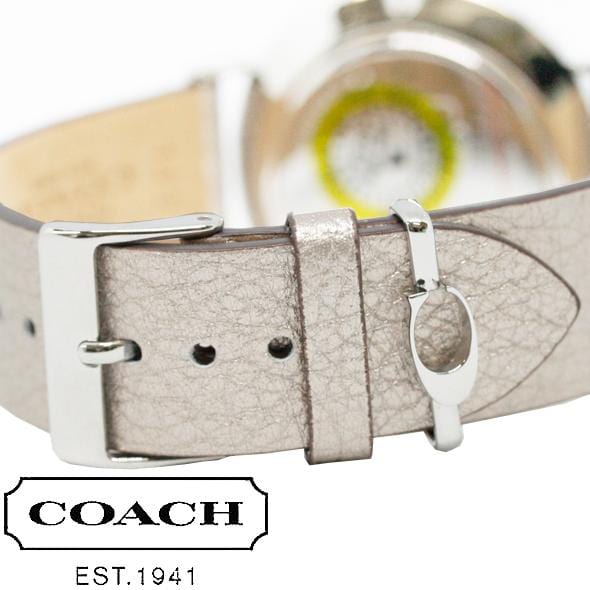 Coach Perry White Dial Beige Leather Strap Watch for Women - 14503157
