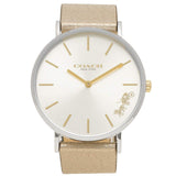Coach Perry White Dial Beige Leather Strap Watch for Women - 14503157