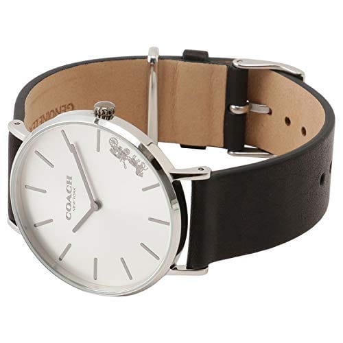Coach Perry White Dial Black Leather Strap Watch for Women - 14503115