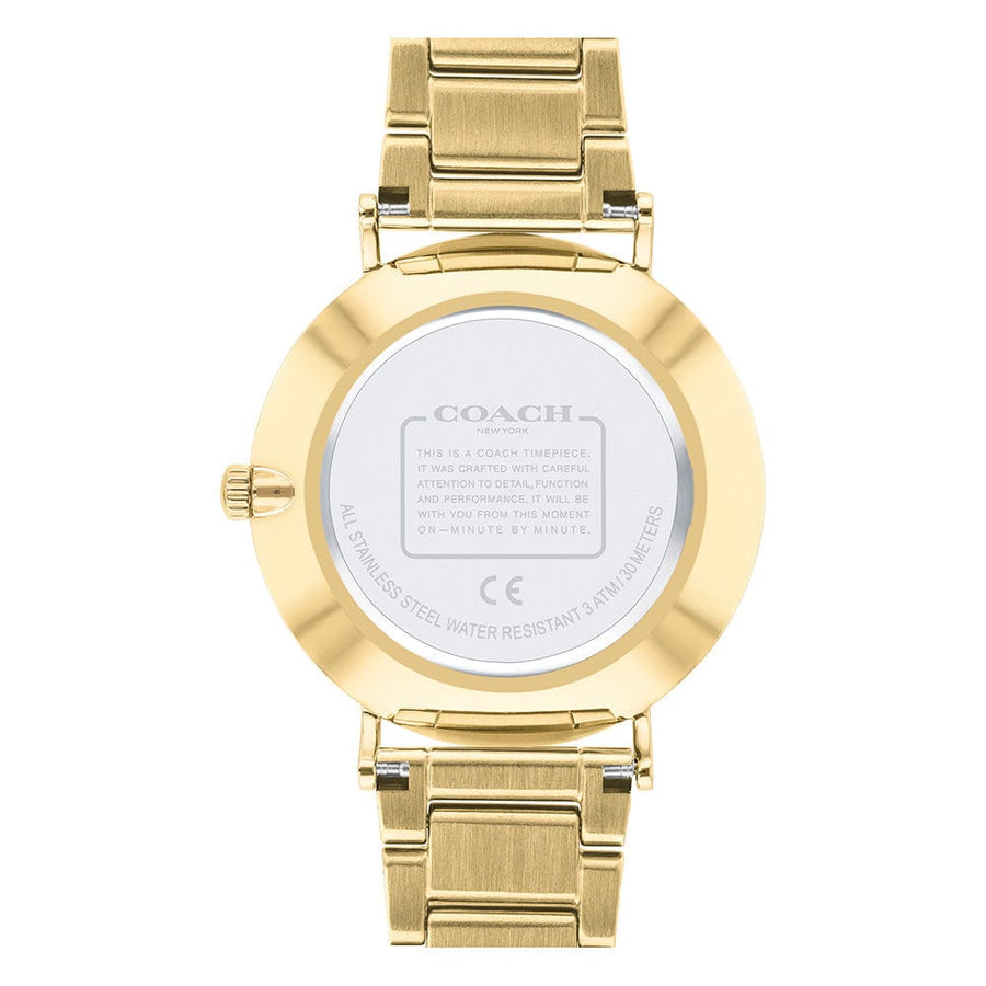 Coach Perry White Dial Gold Steel Strap Watch for Women - 14503345