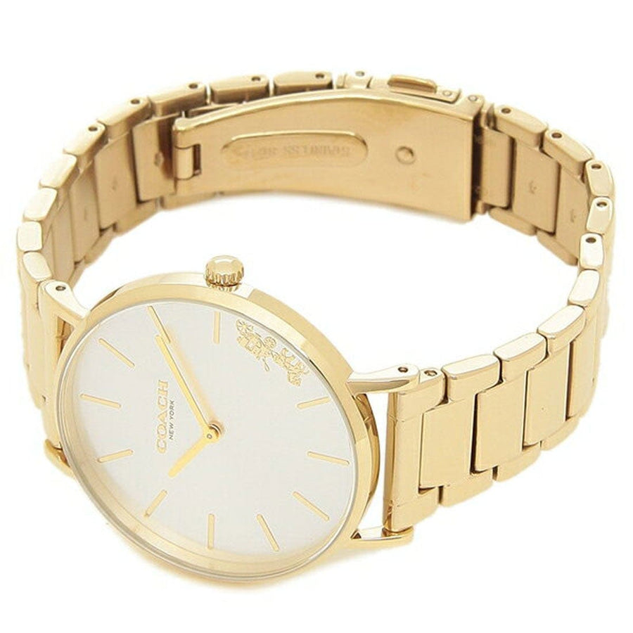 Coach Perry White Dial Gold Steel Strap Watch for Women - 14503345
