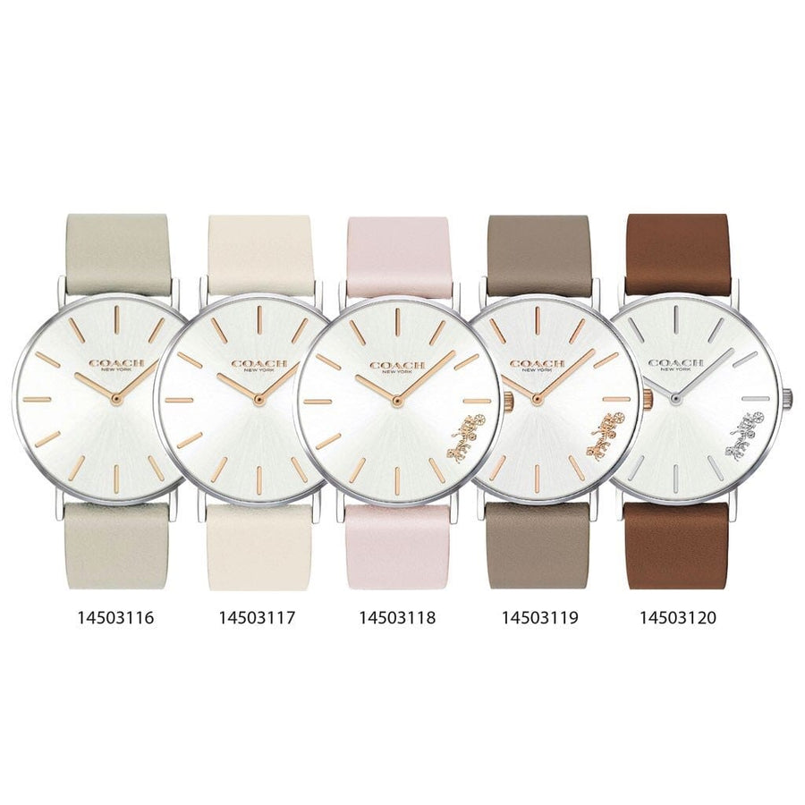 Coach Perry White Dial Pink Leather Strap Watch for Women - 14503118