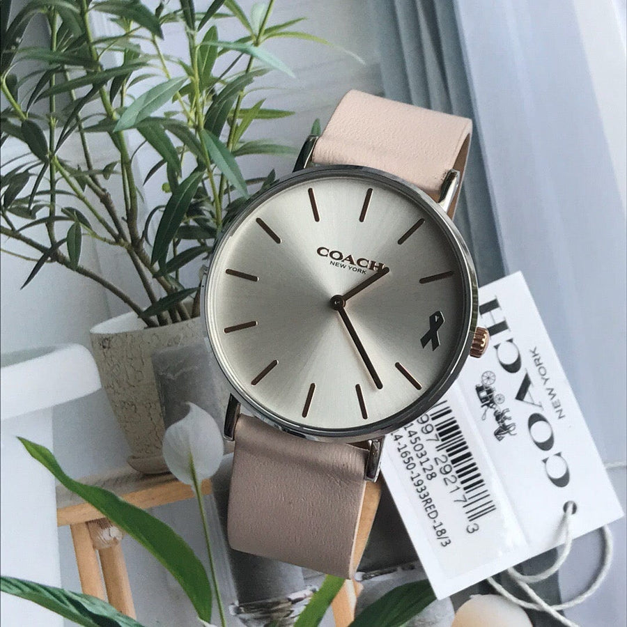 Coach Perry White Dial Pink Leather Strap Watch for Women - 14503128