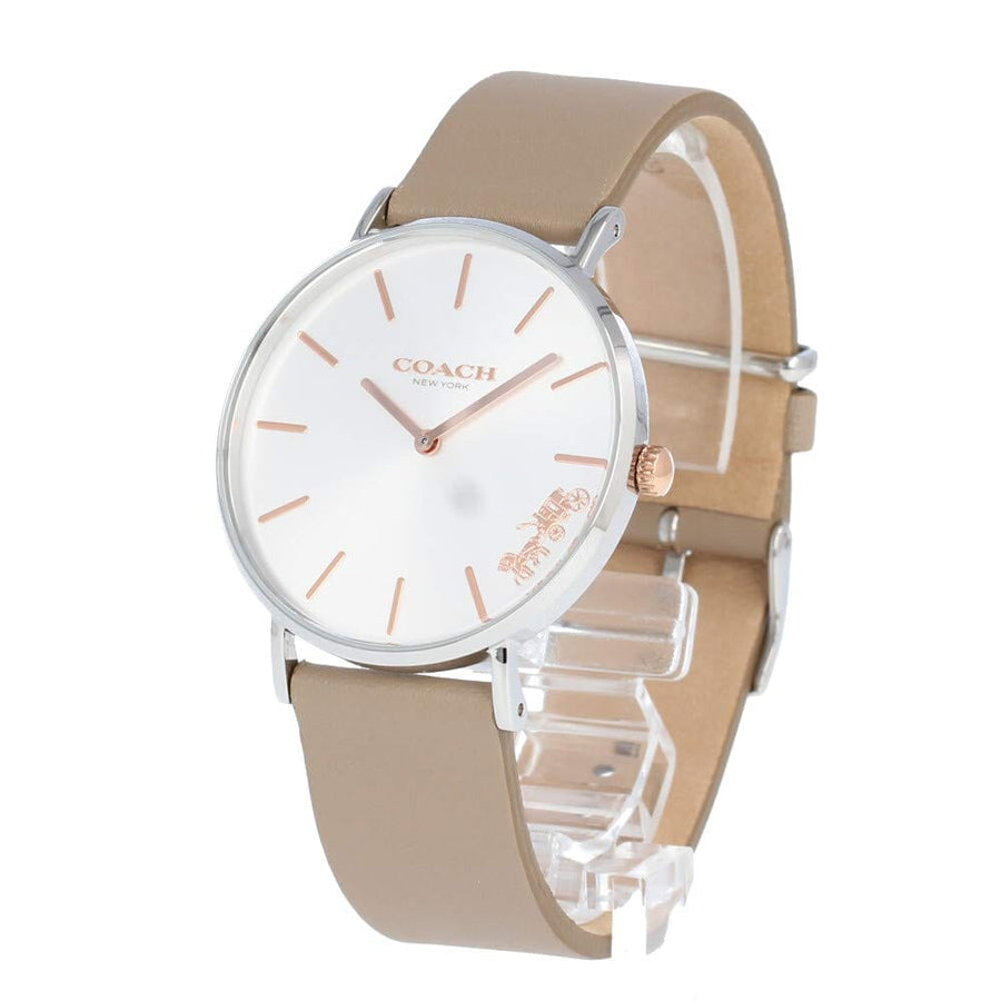 Coach Perry White Dial Pink Leather Strap Watch for Women - 14503128