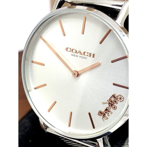 Coach Perry White Dial Silver Mesh Bracelet Watch for Women - 14503124