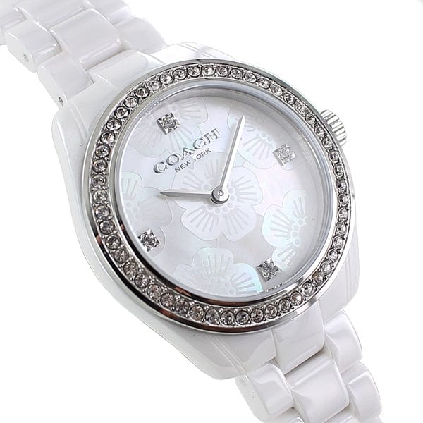 Coach Preston Mother of Pearl Dial White Steel Strap Watch for Women - 14503661