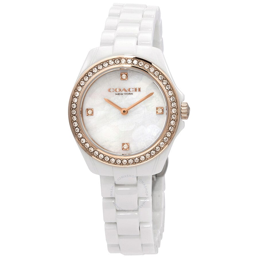 Coach Preston Mother of Pearl White Dial White Steel Strap Watch for Women - 14503662