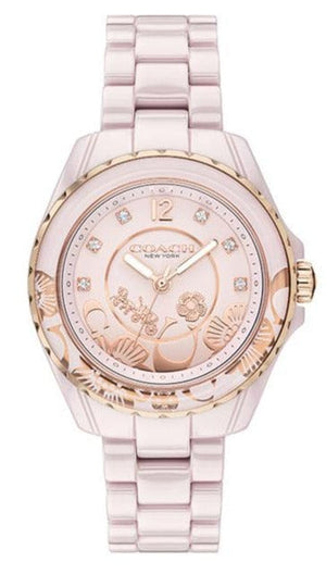 Coach Preston Pink Dial Pink Steel Strap Watch for Women - 14503465