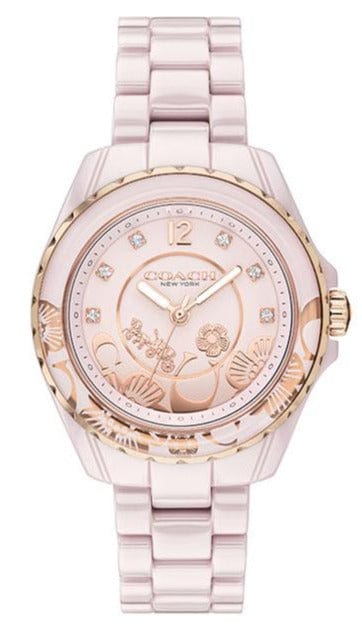 Coach Preston Pink Dial Pink Steel Strap Watch for Women - 14503465