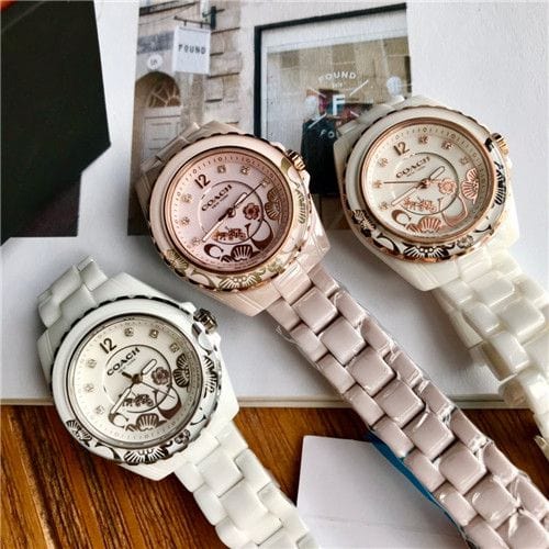 Coach Preston White Dial White Steel Strap Watch for Women - 14503464