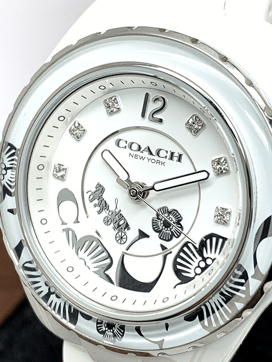 Coach Preston White Dial White Steel Strap Watch for Women - 14503464