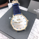 Coach Slim Easton Silver Dial Blue Leather Strap Watch for Women - 14502687