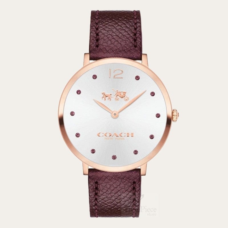 Coach Slim Easton Silver Dial Brown Leather Strap Watch for Women - 14502694