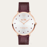 Coach Slim Easton Silver Dial Brown Leather Strap Watch for Women - 14502694