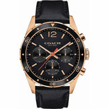 Coach Sullivan Chronograph Black Dial Black Leather Strap Watch for Men - 14602087