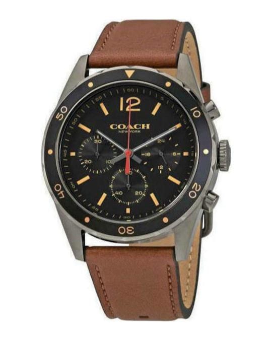 Coach Sullivan Chronograph Black Dial Brown Leather Strap Watch for Men - 14602070